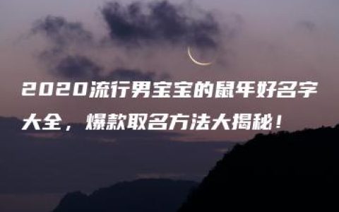 2020流行男宝宝的鼠年好名字大全，爆款取名方法大揭秘！