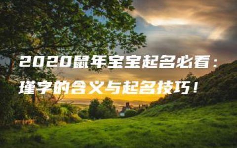 2020鼠年宝宝起名必看：瑾字的含义与起名技巧！