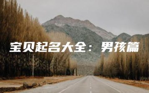 宝贝起名大全：男孩篇