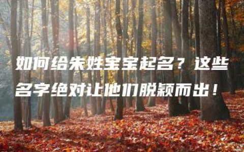 如何给朱姓宝宝起名？这些名字绝对让他们脱颖而出！