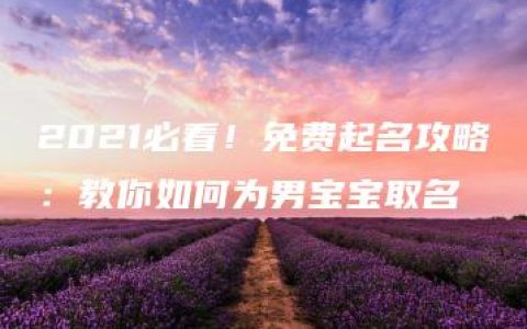 2021必看！免费起名攻略：教你如何为男宝宝取名