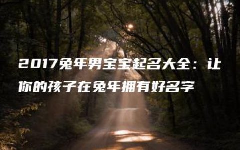 2017兔年男宝宝起名大全：让你的孩子在兔年拥有好名字