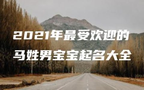 2021年最受欢迎的马姓男宝宝起名大全