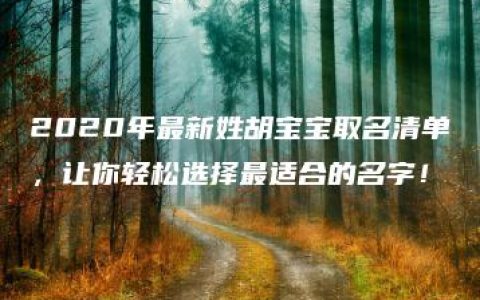 2020年最新姓胡宝宝取名清单，让你轻松选择最适合的名字！