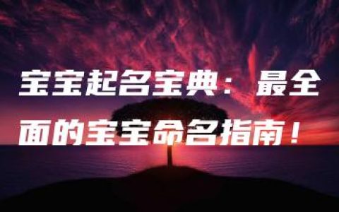 宝宝起名宝典：最全面的宝宝命名指南！