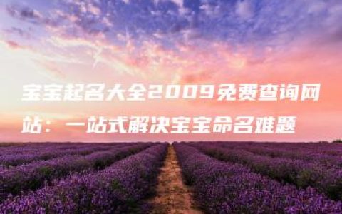 宝宝起名大全2009免费查询网站：一站式解决宝宝命名难题