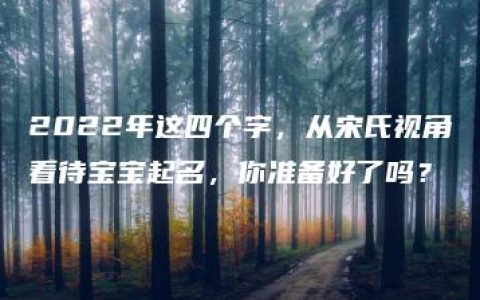 2022年这四个字，从宋氏视角看待宝宝起名，你准备好了吗？