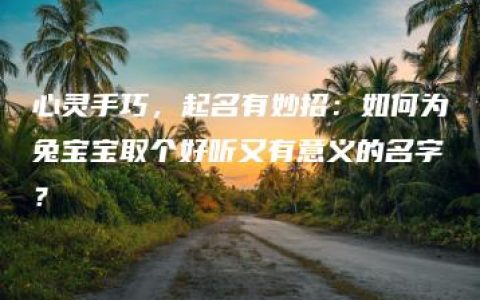 心灵手巧，起名有妙招：如何为兔宝宝取个好听又有意义的名字？