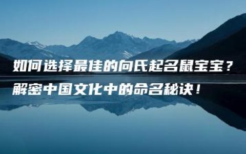 如何选择最佳的向氏起名鼠宝宝？解密中国文化中的命名秘诀！