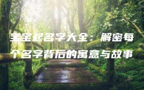 宝宝起名字大全：解密每个名字背后的寓意与故事