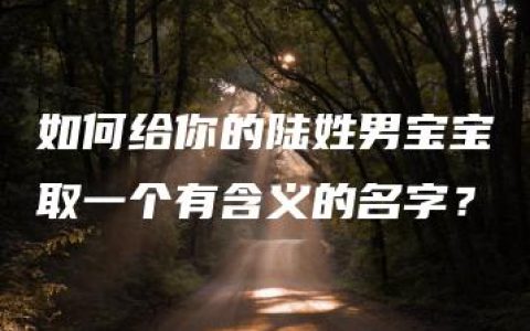 如何给你的陆姓男宝宝取一个有含义的名字？