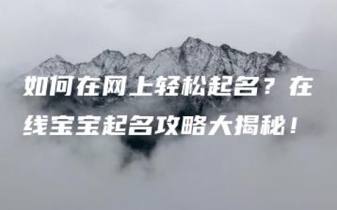 如何在网上轻松起名？在线宝宝起名攻略大揭秘！