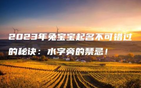 2023年兔宝宝起名不可错过的秘诀：水字旁的禁忌！