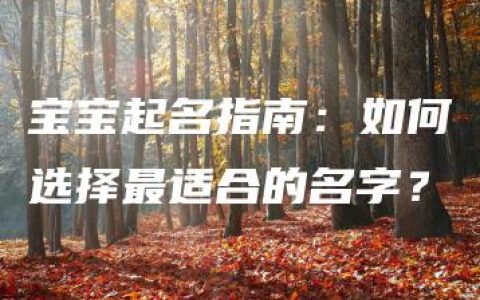 宝宝起名指南：如何选择最适合的名字？