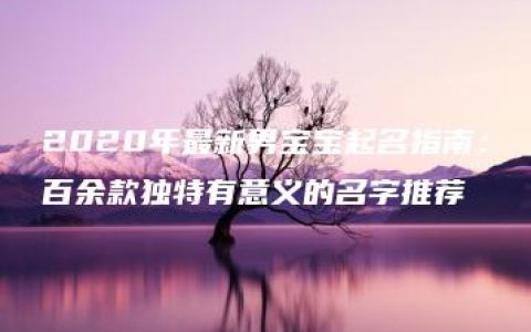 2020年最新男宝宝起名指南：百余款独特有意义的名字推荐