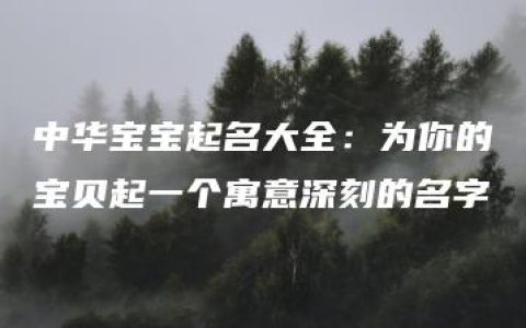 中华宝宝起名大全：为你的宝贝起一个寓意深刻的名字