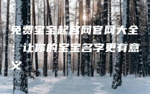 免费宝宝起名网官网大全：让你的宝宝名字更有意义