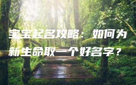 宝宝起名攻略：如何为新生命取一个好名字？