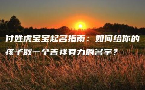 付姓虎宝宝起名指南：如何给你的孩子取一个吉祥有力的名字？