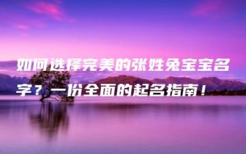 如何选择完美的张姓兔宝宝名字？一份全面的起名指南！