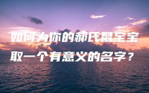 如何为你的郝氏鼠宝宝取一个有意义的名字？