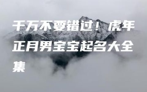 千万不要错过！虎年正月男宝宝起名大全集