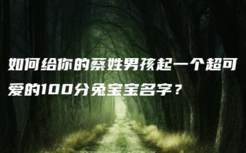 如何给你的蔡姓男孩起一个超可爱的100分兔宝宝名字？