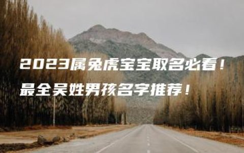 2023属兔虎宝宝取名必看！最全吴姓男孩名字推荐！