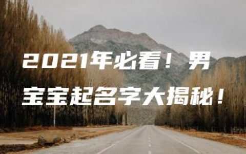 2021年必看！男宝宝起名字大揭秘！