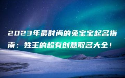 2023年最时尚的兔宝宝起名指南：姓王的超有创意取名大全！