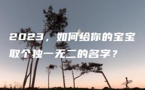 2023，如何给你的宝宝取个独一无二的名字？