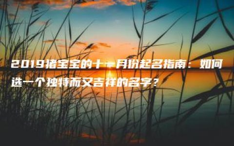 2019猪宝宝的十一月份起名指南：如何选一个独特而又吉祥的名字？