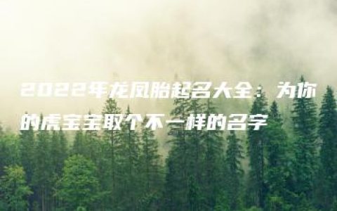 2022年龙凤胎起名大全：为你的虎宝宝取个不一样的名字