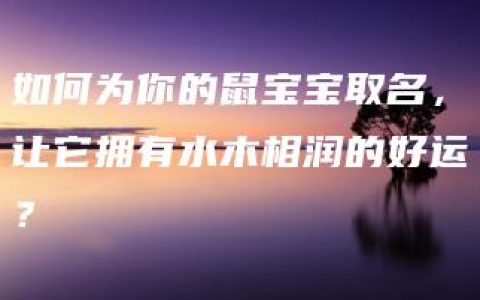 如何为你的鼠宝宝取名，让它拥有水木相润的好运？