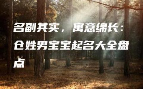 名副其实，寓意绵长：仓姓男宝宝起名大全盘点