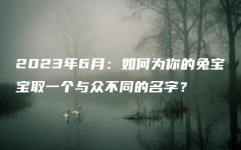 2023年6月：如何为你的兔宝宝取一个与众不同的名字？