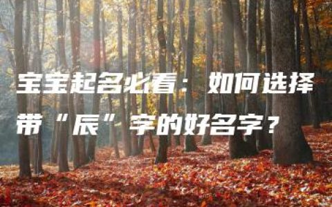 宝宝起名必看：如何选择带“辰”字的好名字？