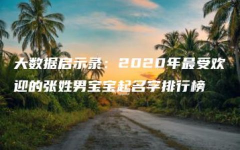 大数据启示录：2020年最受欢迎的张姓男宝宝起名字排行榜