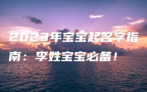 2023年宝宝起名字指南：李姓宝宝必备！