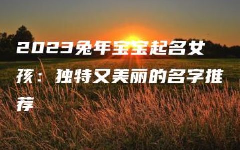 2023兔年宝宝起名女孩：独特又美丽的名字推荐