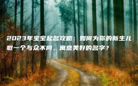 2023年宝宝起名攻略：如何为你的新生儿取一个与众不同、寓意美好的名字？