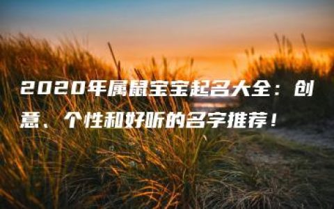 2020年属鼠宝宝起名大全：创意、个性和好听的名字推荐！