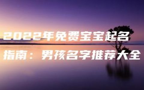 2022年免费宝宝起名指南：男孩名字推荐大全