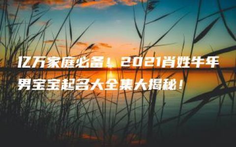 亿万家庭必备！2021肖姓牛年男宝宝起名大全集大揭秘！