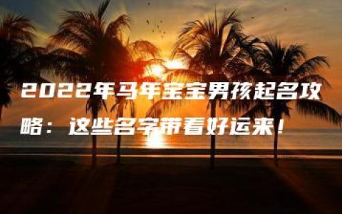 2022年马年宝宝男孩起名攻略：这些名字带着好运来！