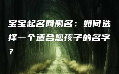 宝宝起名网测名：如何选择一个适合您孩子的名字？