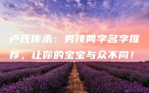 卢氏传承：男孩两字名字推荐，让你的宝宝与众不同！