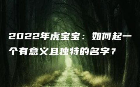 2022年虎宝宝：如何起一个有意义且独特的名字？