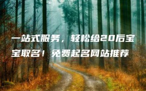 一站式服务，轻松给20后宝宝取名！免费起名网站推荐