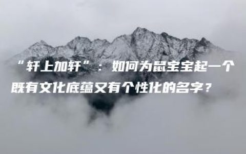 “轩上加轩”：如何为鼠宝宝起一个既有文化底蕴又有个性化的名字？